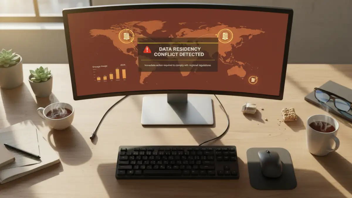 encrypted file sharing laws - A cloud dashboard showing data residency options for different global regions.