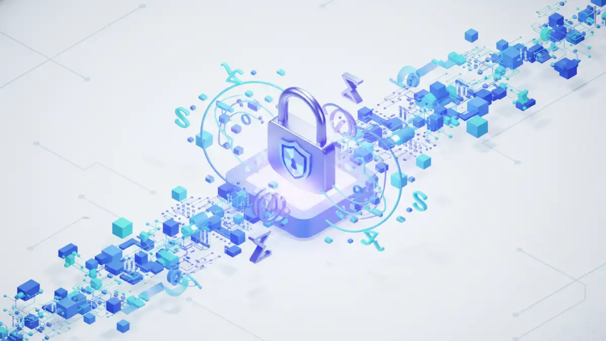 encryption algorithms document - Illustration of document security and encryption algorithms with abstract data transformation