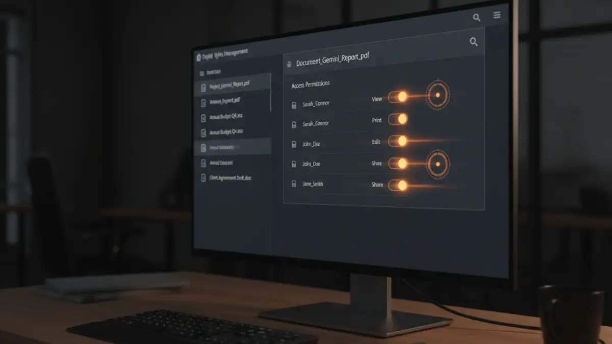 enterprise document drm - A DRM dashboard showing an administrator controlling document access permissions in real-time