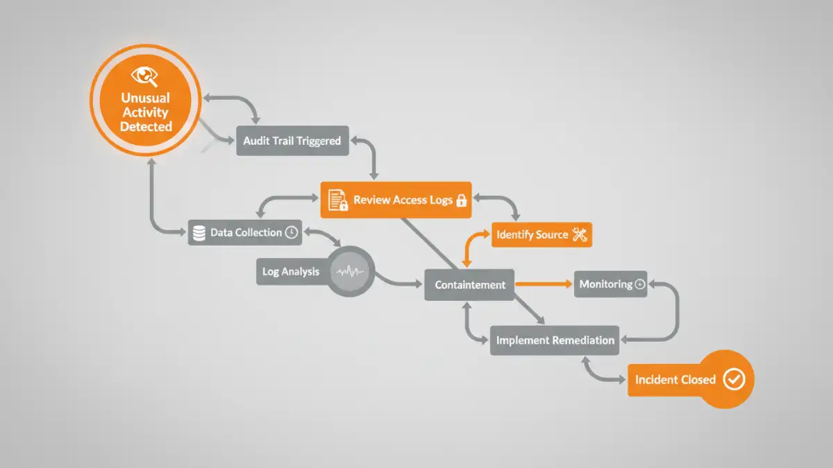 enterprise file security - Infographic showing how a security audit trail is used in incident response.
