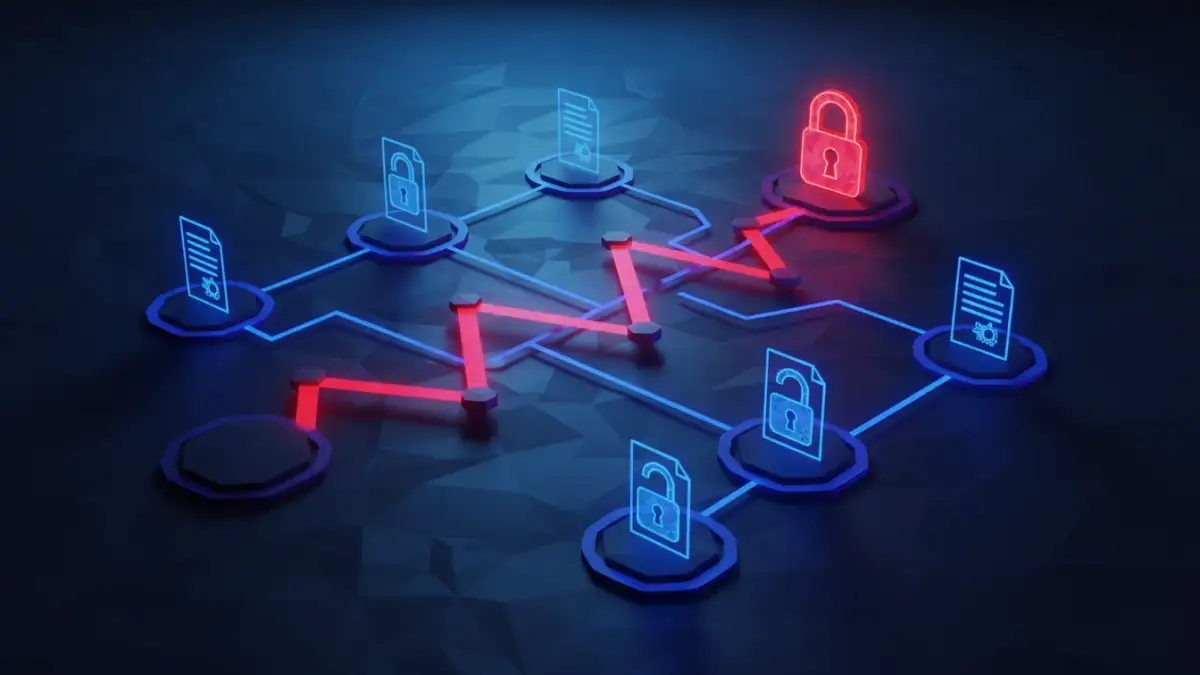 ethical AI document security ethical AI document security - Abstract representation of AI bias in document security showing a flawed algorithmic path.