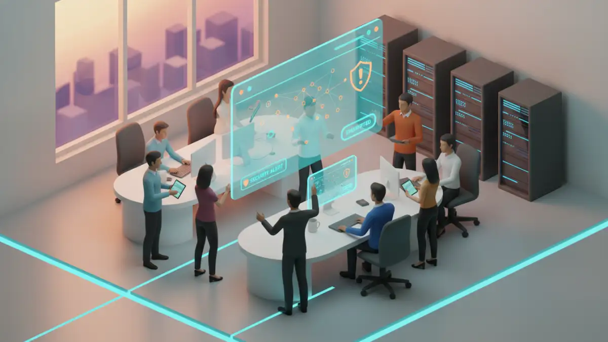 ethical AI document security ethical AI document security - A diverse team of engineers working on an ethical AI security model.