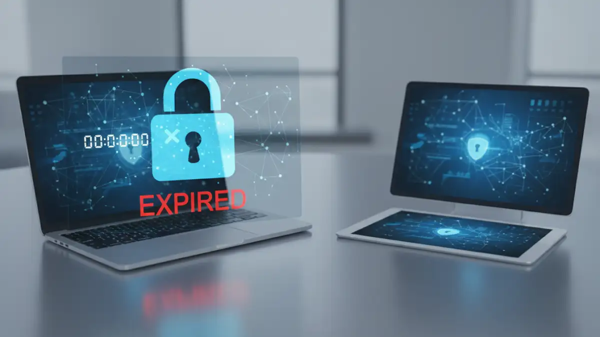 expired document password expired document password - Abstract concept of temporary file access and password lifecycle management.