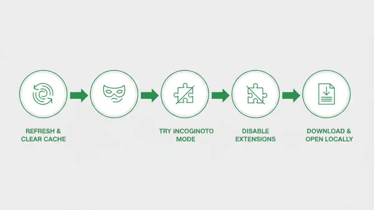 failed to load pdf document failed to load pdf document - Infographic flowchart of steps to fix a browser PDF loading error.