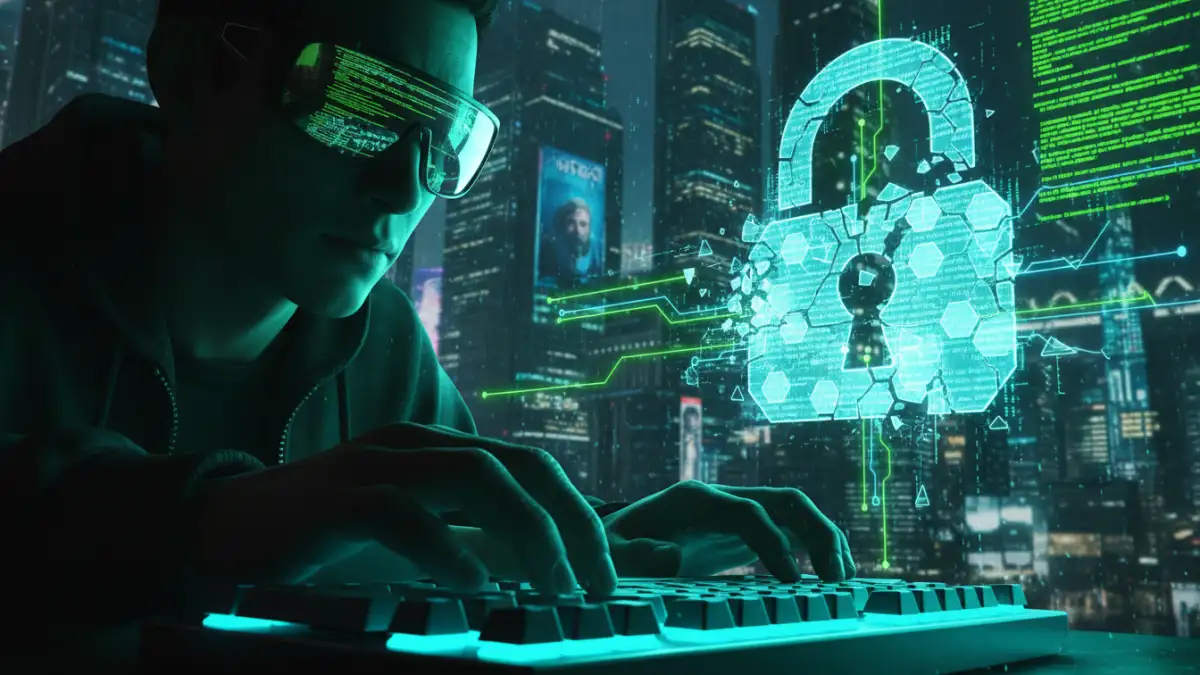 A visual representation of the security risks of using unvetted file encryption scripts from online forums.