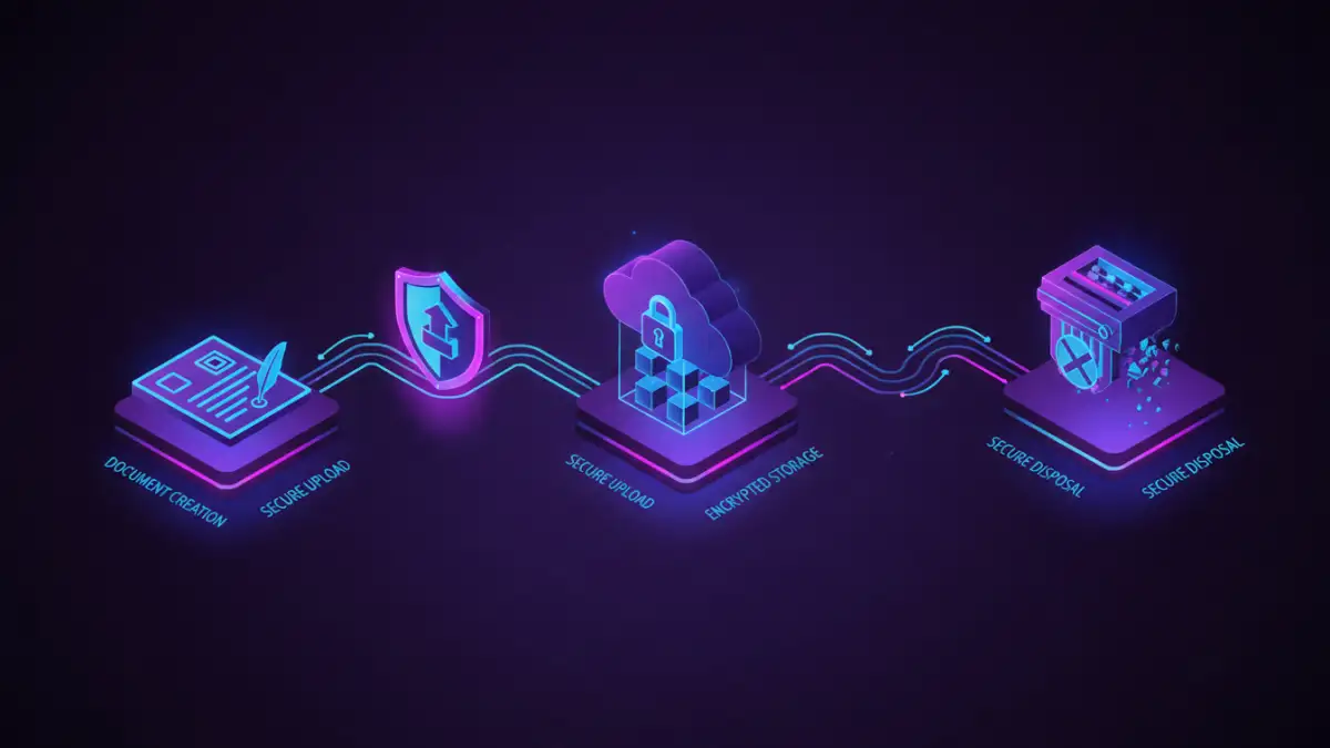 file security best practices file security best practices - Isometric infographic illustrating the secure file handling workflow