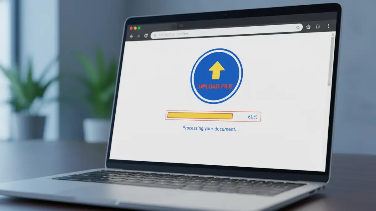 forgot pdf password - An image showing a person using an online tool to attempt PDF password recovery, highlighting the privacy concerns.