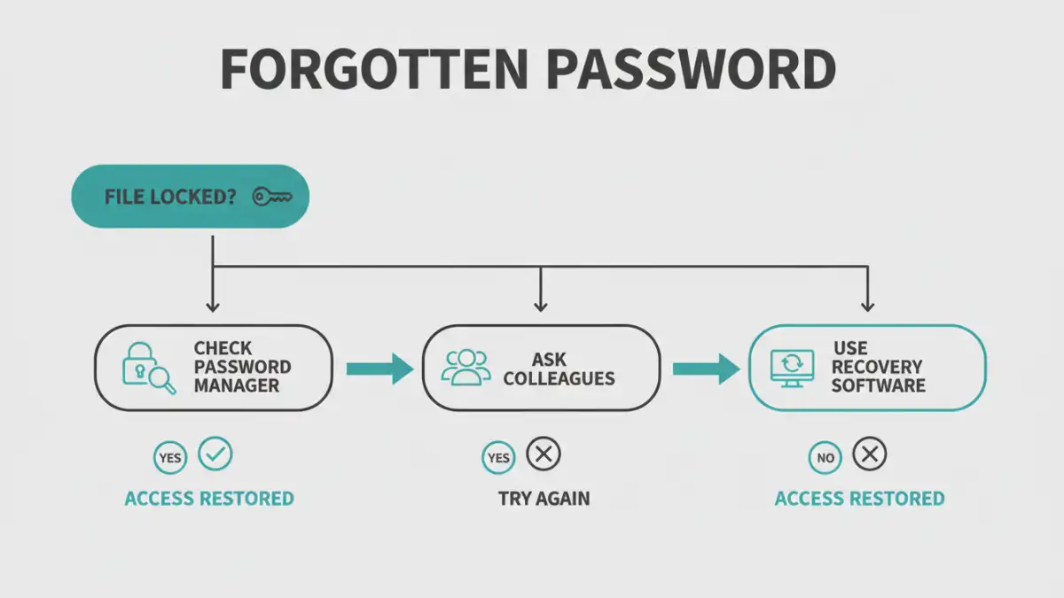 forgotten legal file password forgotten legal file password - Flowchart showing the steps to take for legal document recovery.