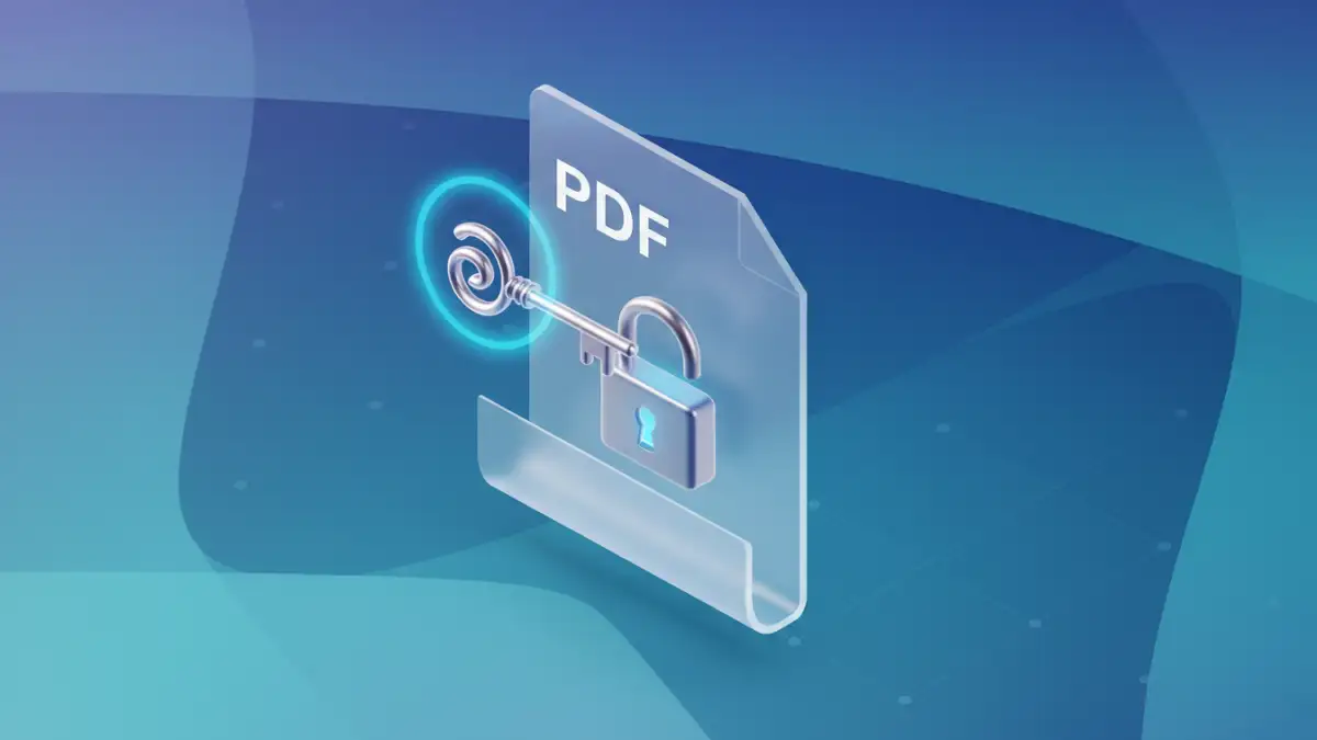 Illustration of recovering a forgotten PDF password with a key and locked document