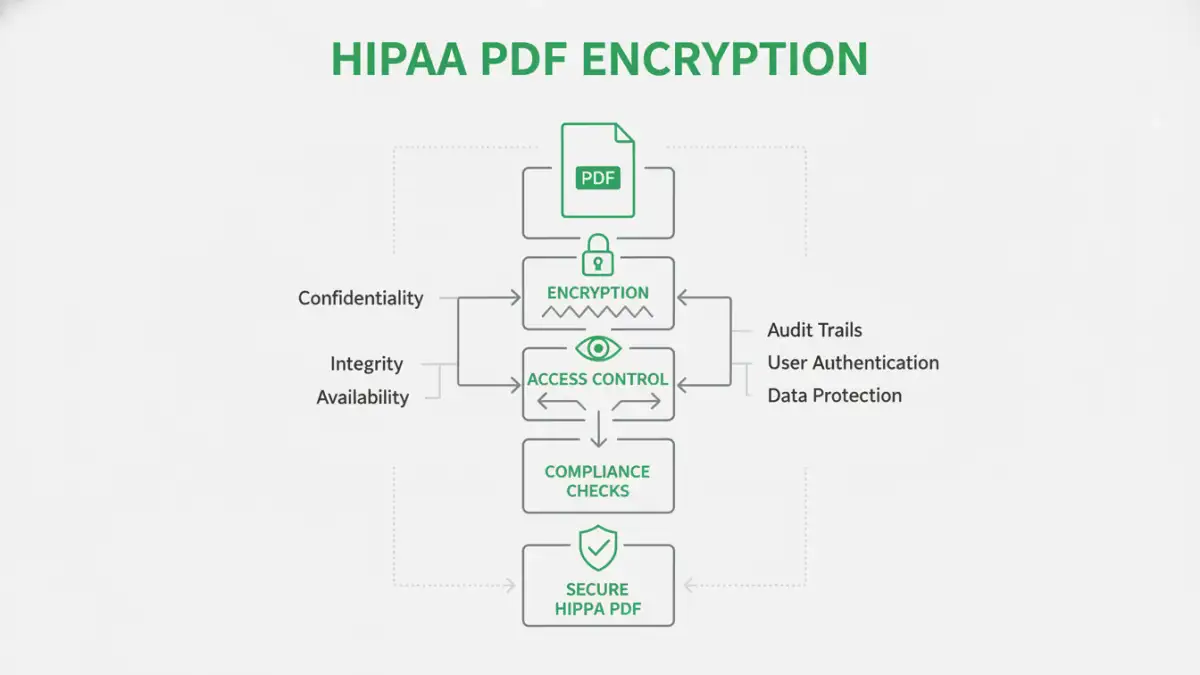 HIPAA pdf encryption HIPAA pdf encryption - Infographic detailing the process of HIPAA compliant PDF encryption