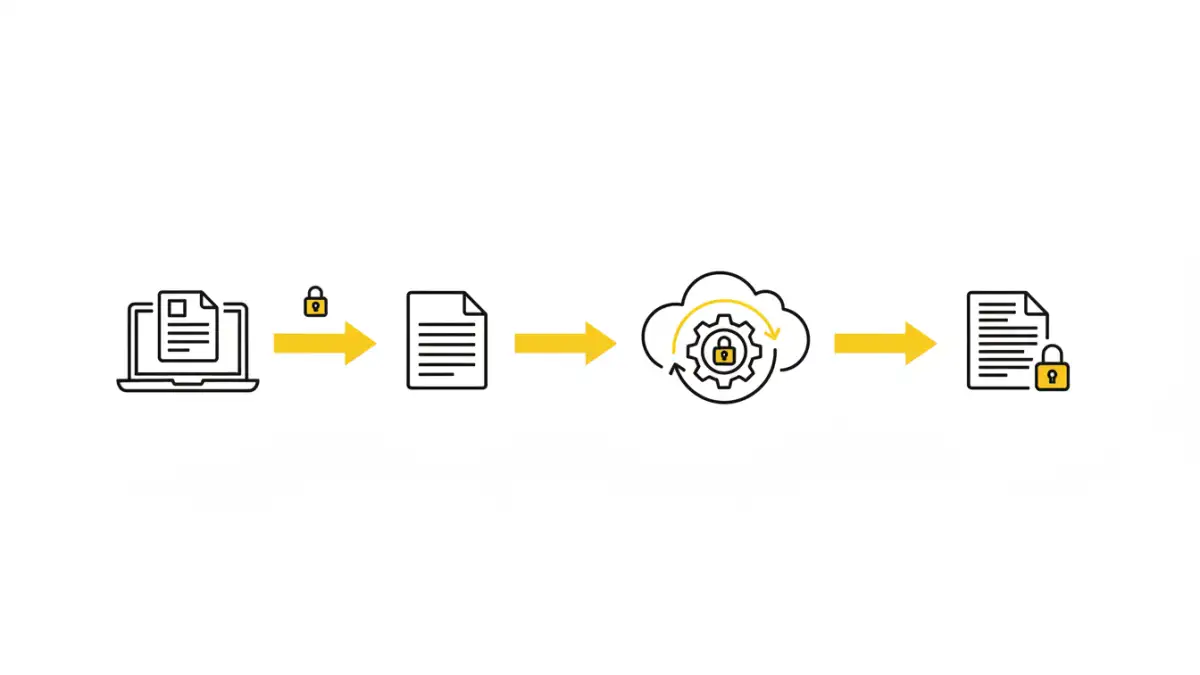 homomorphic file encryption Infographic flowchart detailing the steps of homomorphic file encryption from user to cloud and back.