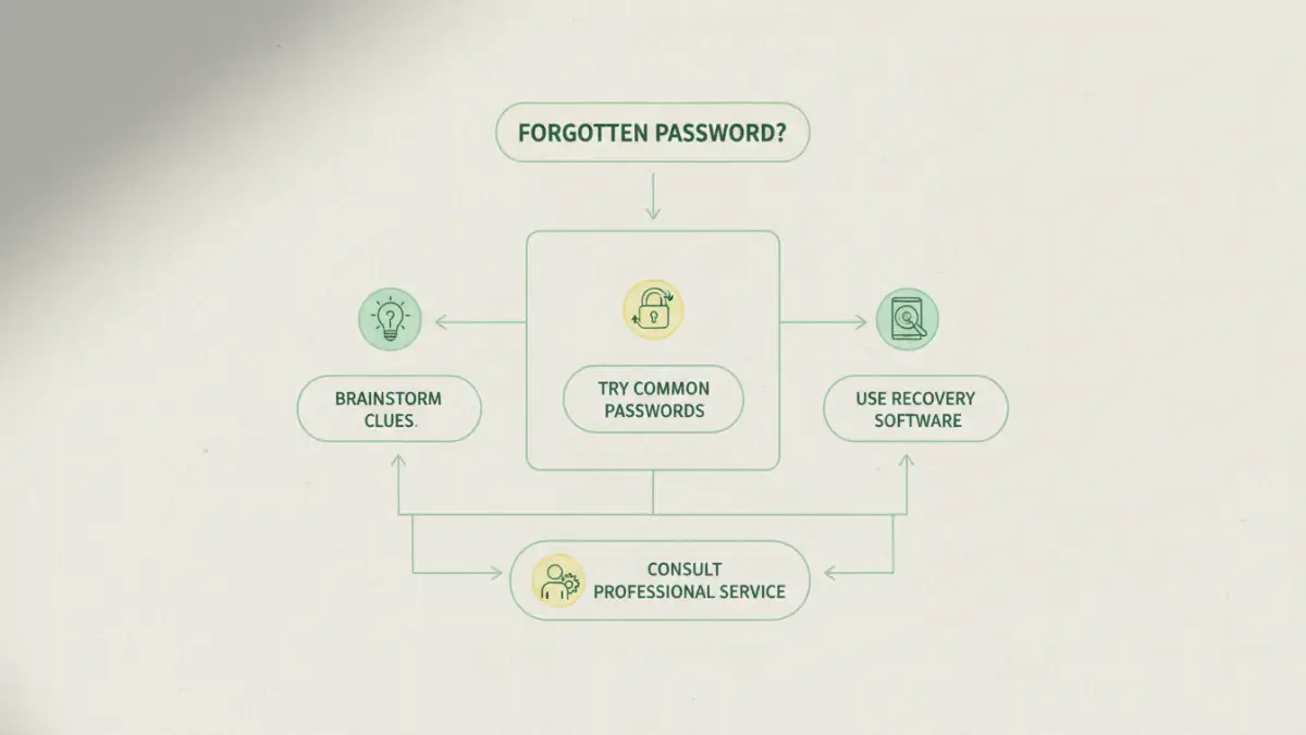 Infographic flowchart for the steps to take when you have a lost file password.