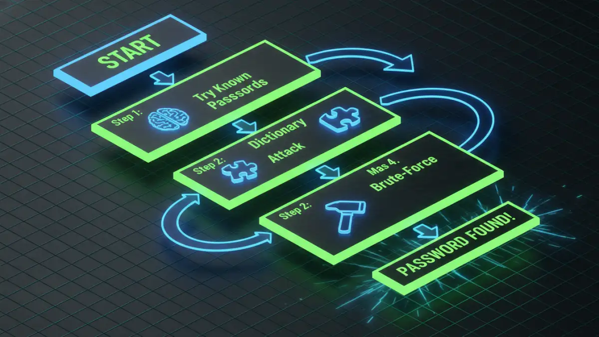 lost rar file password - Infographic flowchart explaining the steps for RAR password recovery