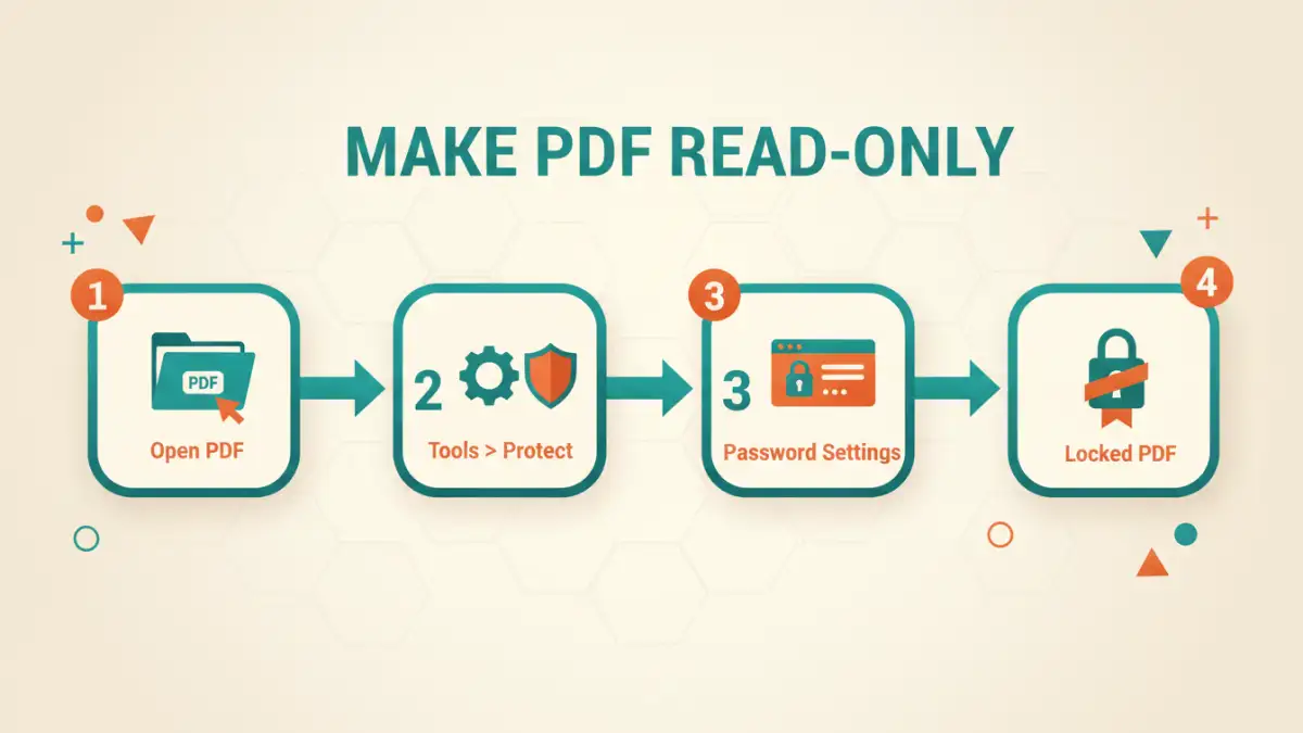 make a pdf read only make a pdf read only - Infographic flowchart showing the steps to restrict PDF editing in Adobe Acrobat.