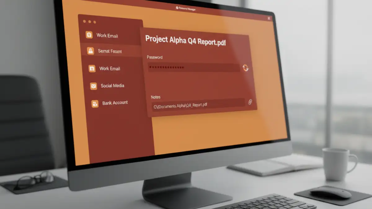 manage document encryption keys - Using a password manager for files to store encryption keys