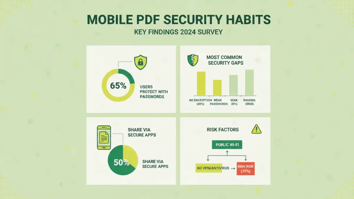 mobile PDF security mobile PDF security - Infographic displaying statistics from a mobile encryption survey.