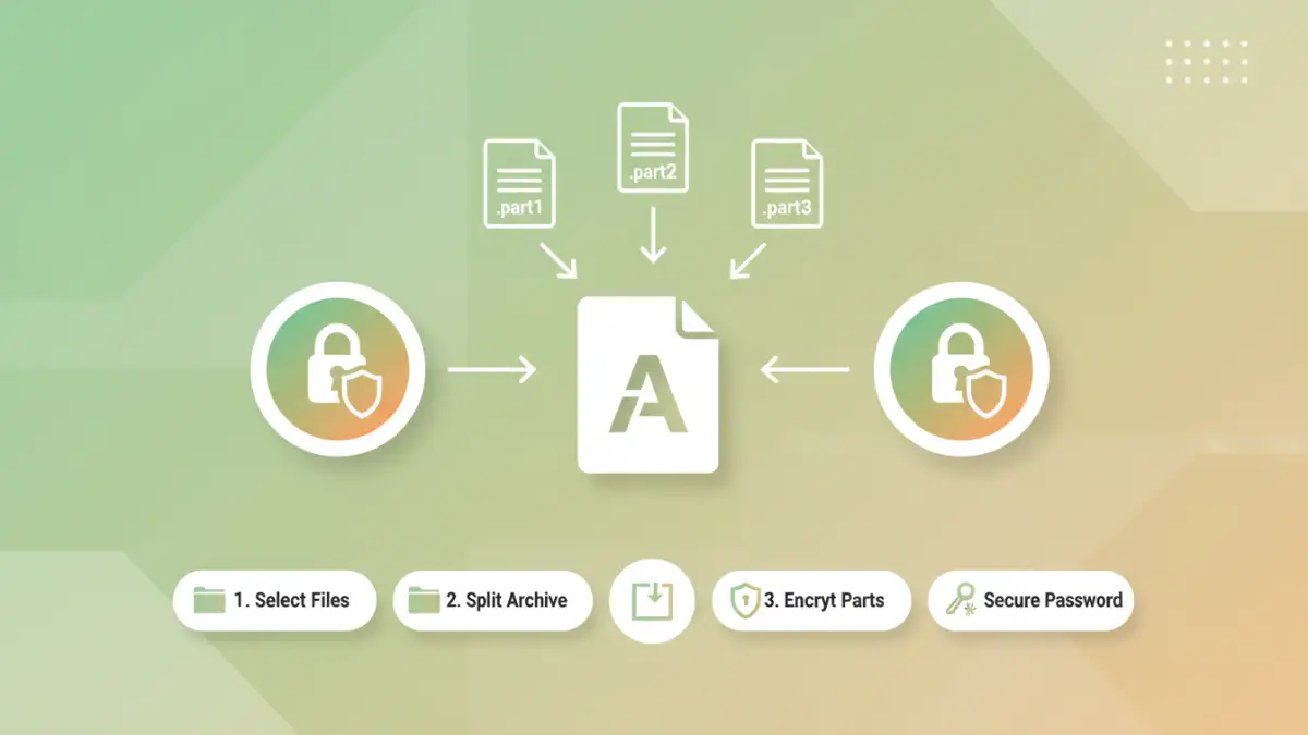 Infographic illustrating the steps for multi part file security