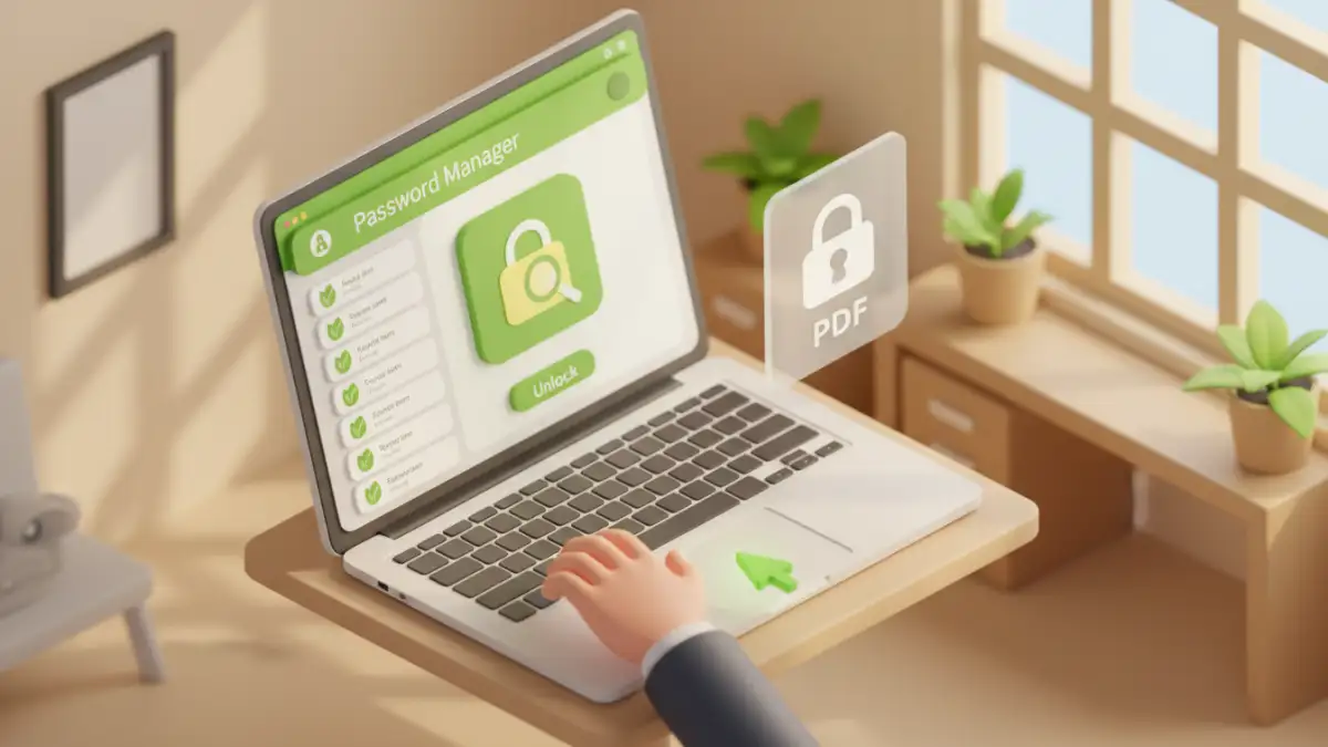 next gen password managers - User utilizing a next-gen password manager for secure access to password-protected PDFs