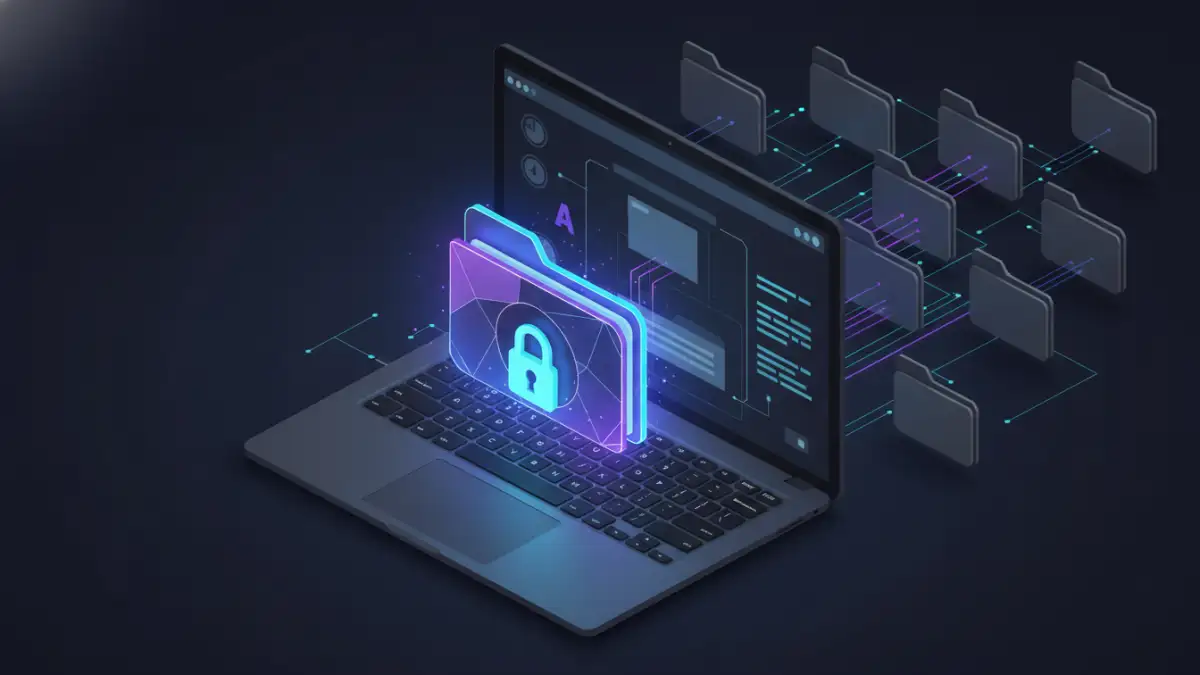 non profit file encryption non profit file encryption - A visual representation of an encrypted container or secure folder on a laptop.