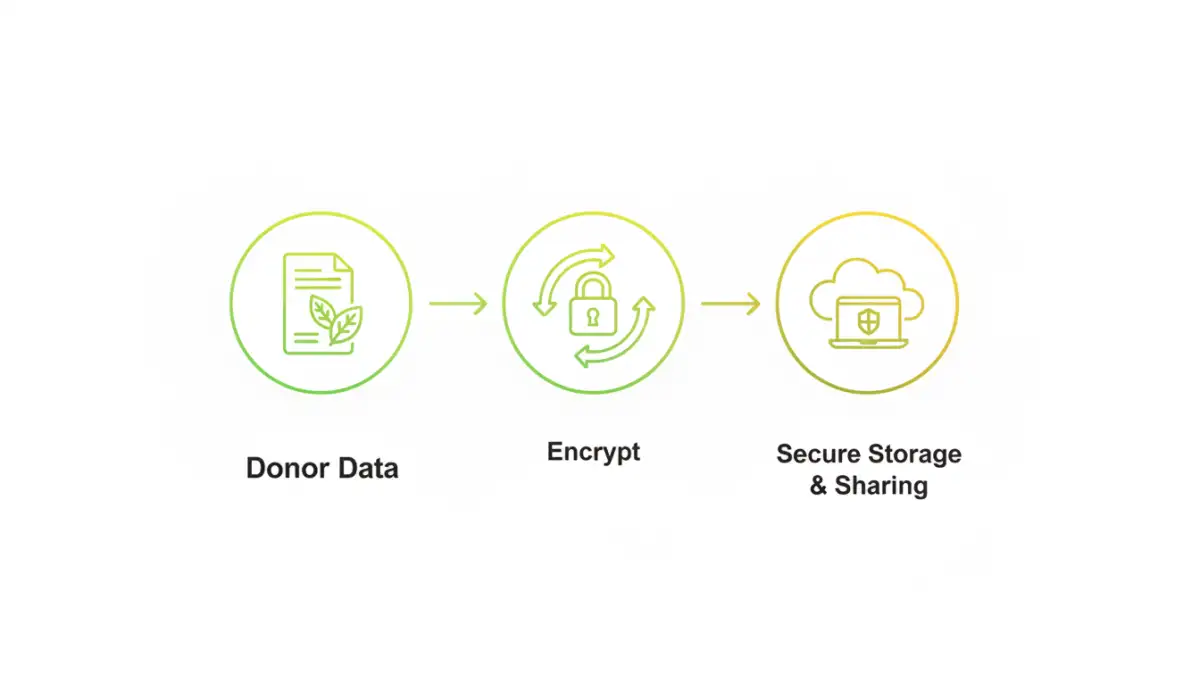 non profit file encryption non profit file encryption - Infographic showing the three-step process for nonprofit document protection.