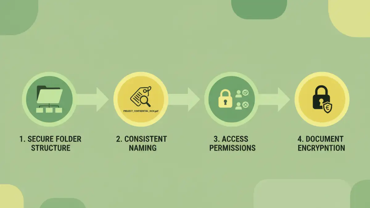 Infographic showing steps for secure office document organization