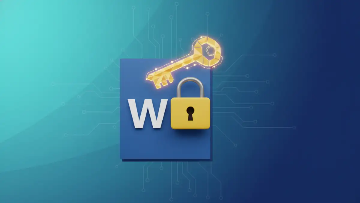 office password recovery tools - Illustration of a locked Microsoft Word document with a digital key representing password recovery