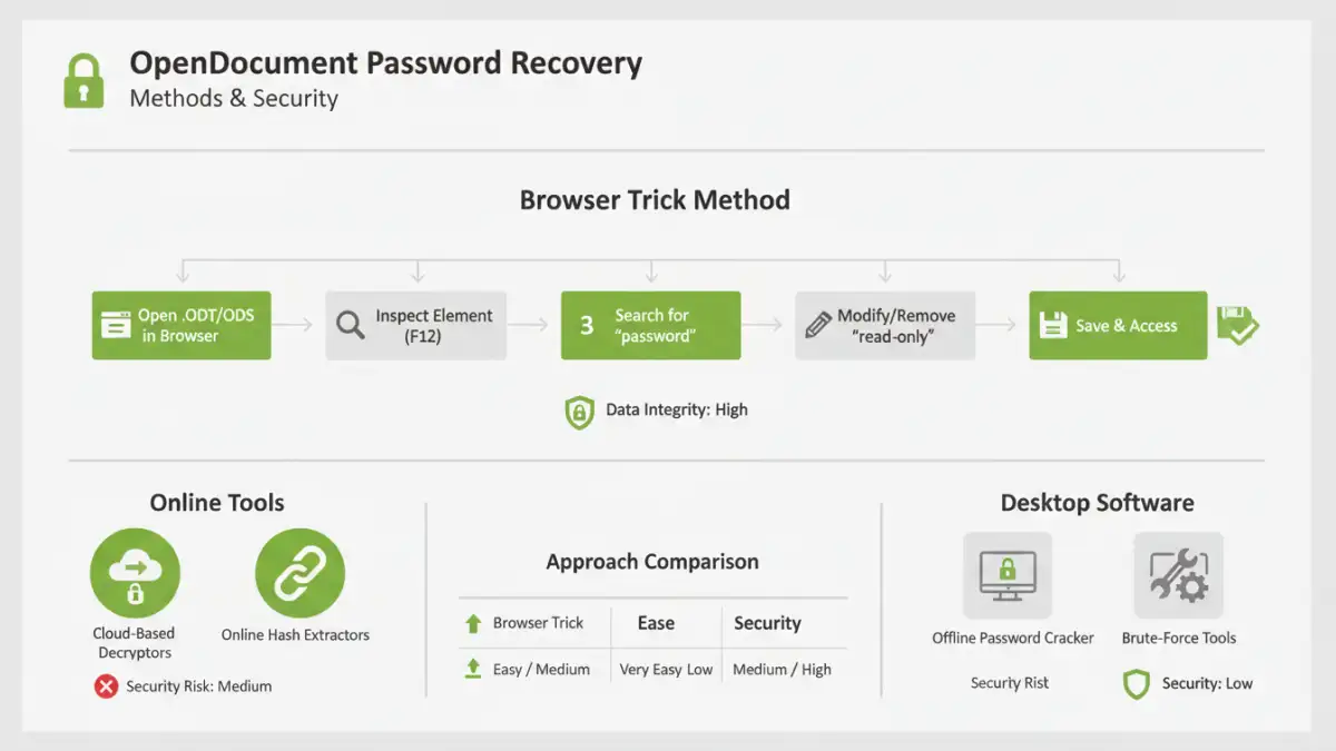 open document password removal - Infographic explaining OpenDocument password removal methods and steps