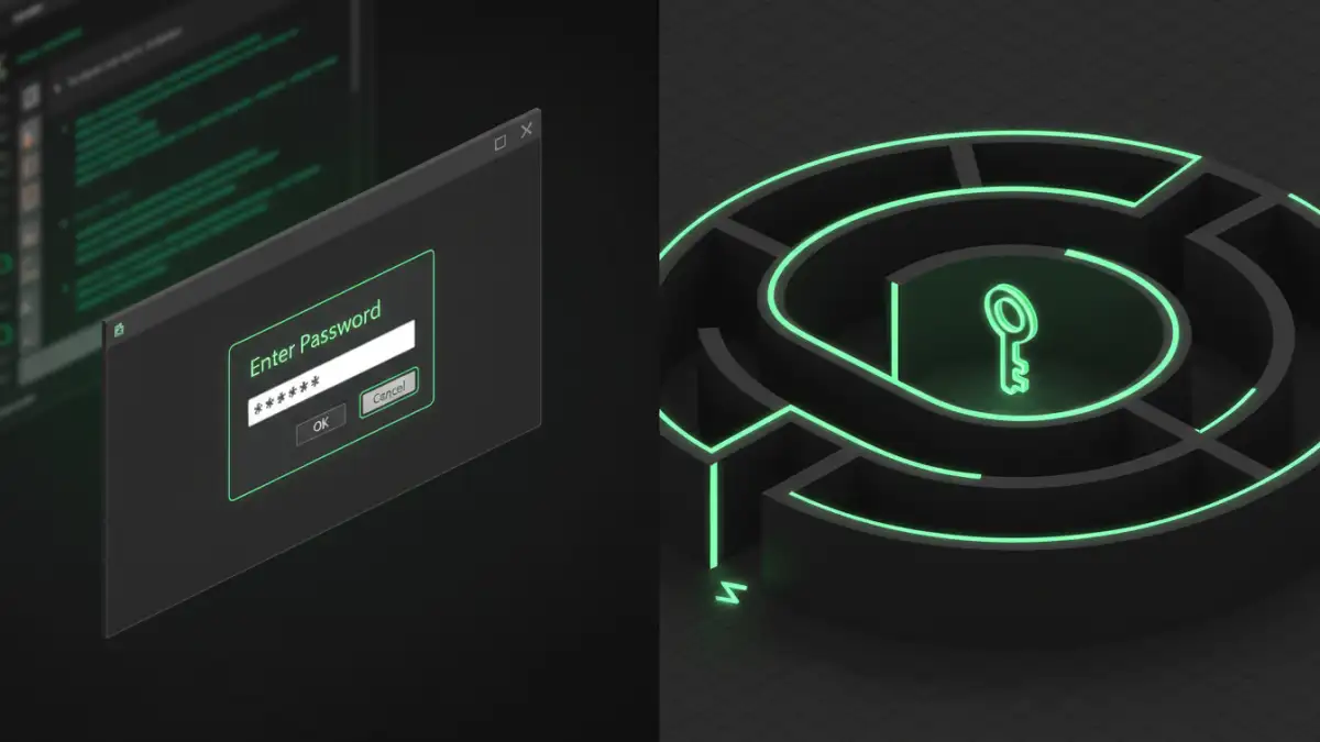 OpenDocument password removal process OpenDocument password removal process - Password prompt in OpenDocument software contrasted with a maze representing recovery challenges