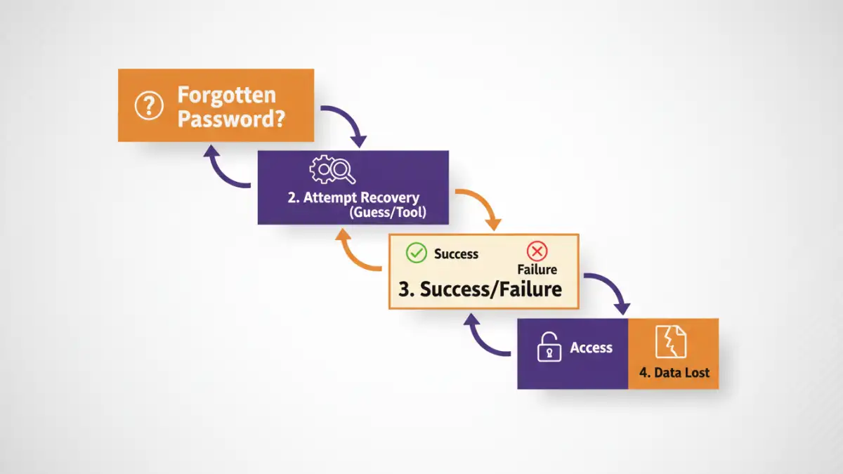 OpenDocument password removal process OpenDocument password removal process - Infographic detailing the steps and outcomes of OpenDocument password removal