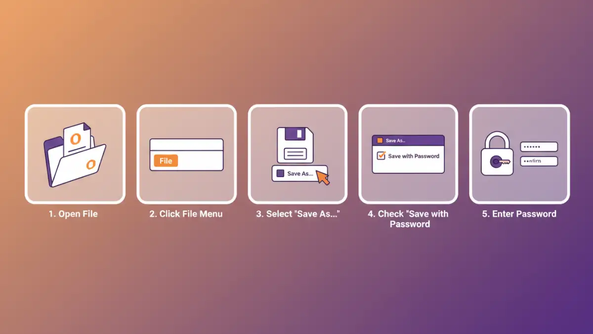 openoffice presentation security - Step-by-step infographic for adding password protection to OpenOffice presentations