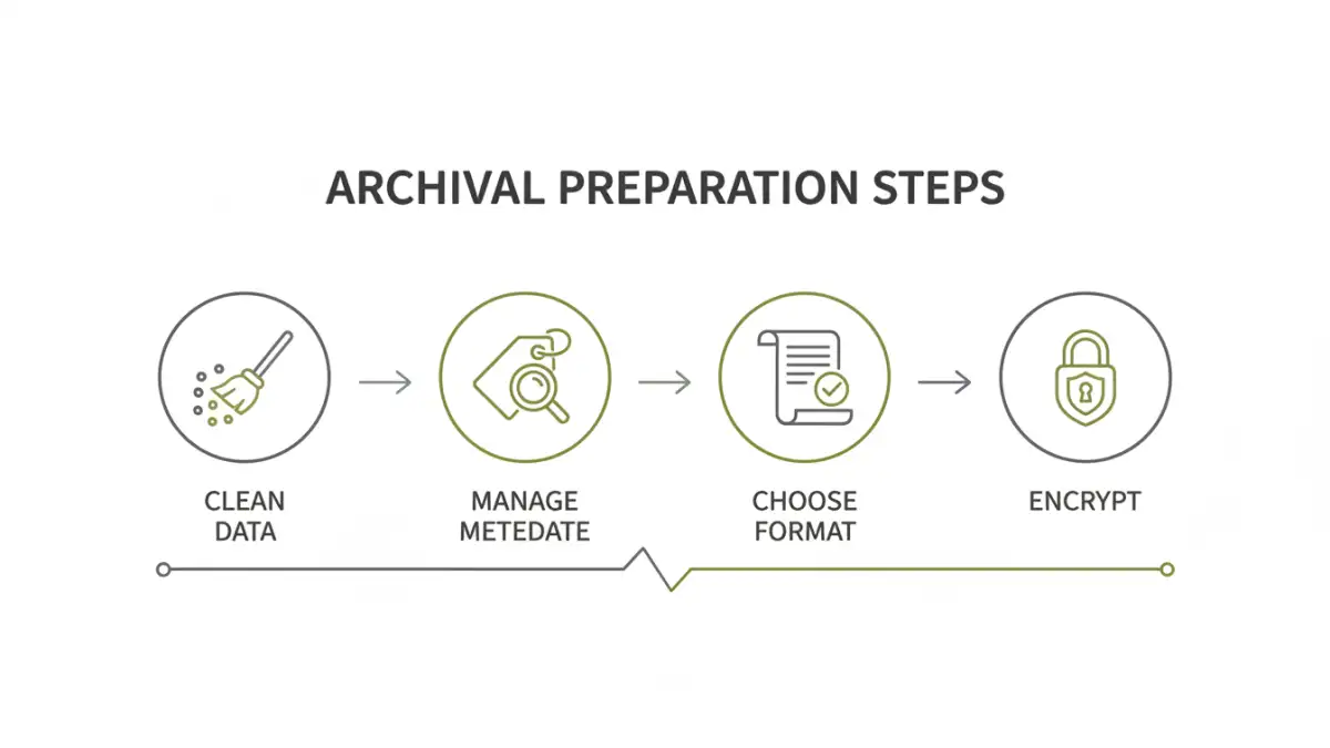 optimize document archival - Infographic showing steps for preparing documents for secure archival