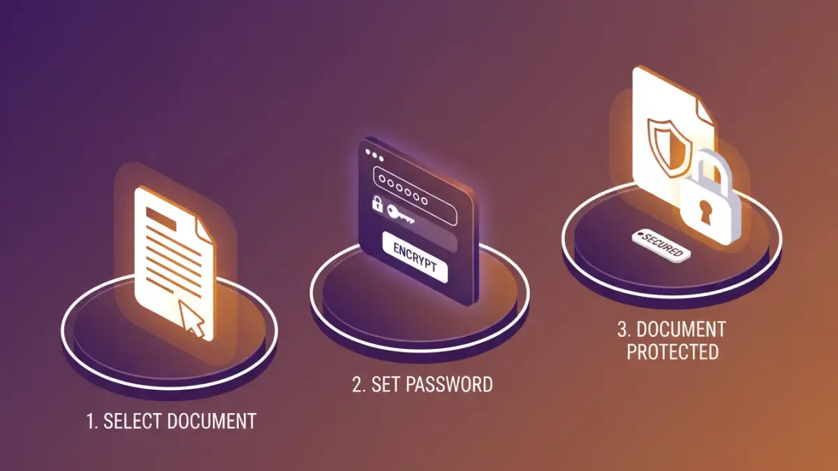 password protect documents - Step-by-step infographic for password protecting a document