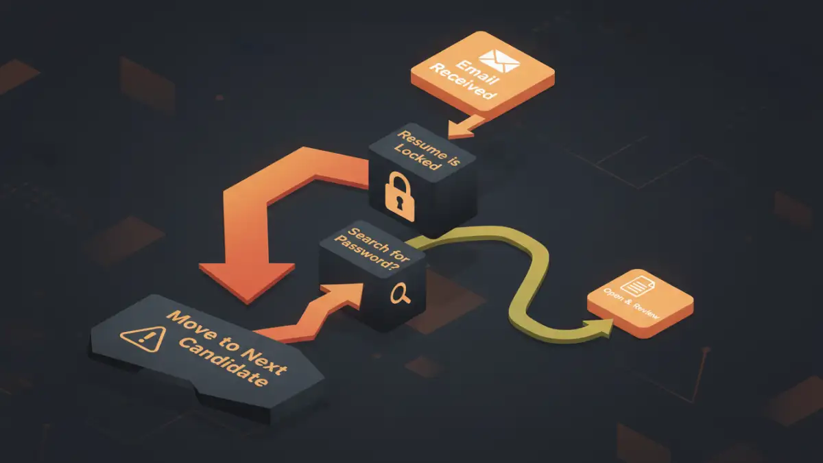 password protect resume pdf - Infographic showing how a password-protected resume can lead to a job application being rejected.