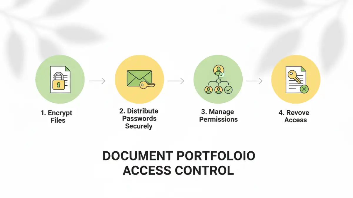 password protected document access - Infographic detailing the process of document portfolio access control