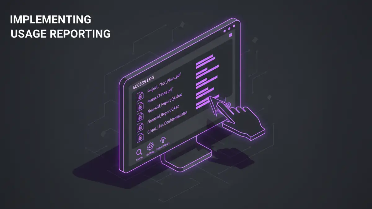 password protected document Software interface displaying password protected document access logs and security features.
