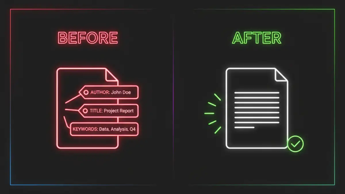 password protected document metadata password protected document metadata - Infographic comparing a document with visible metadata to one with scrubbed metadata.