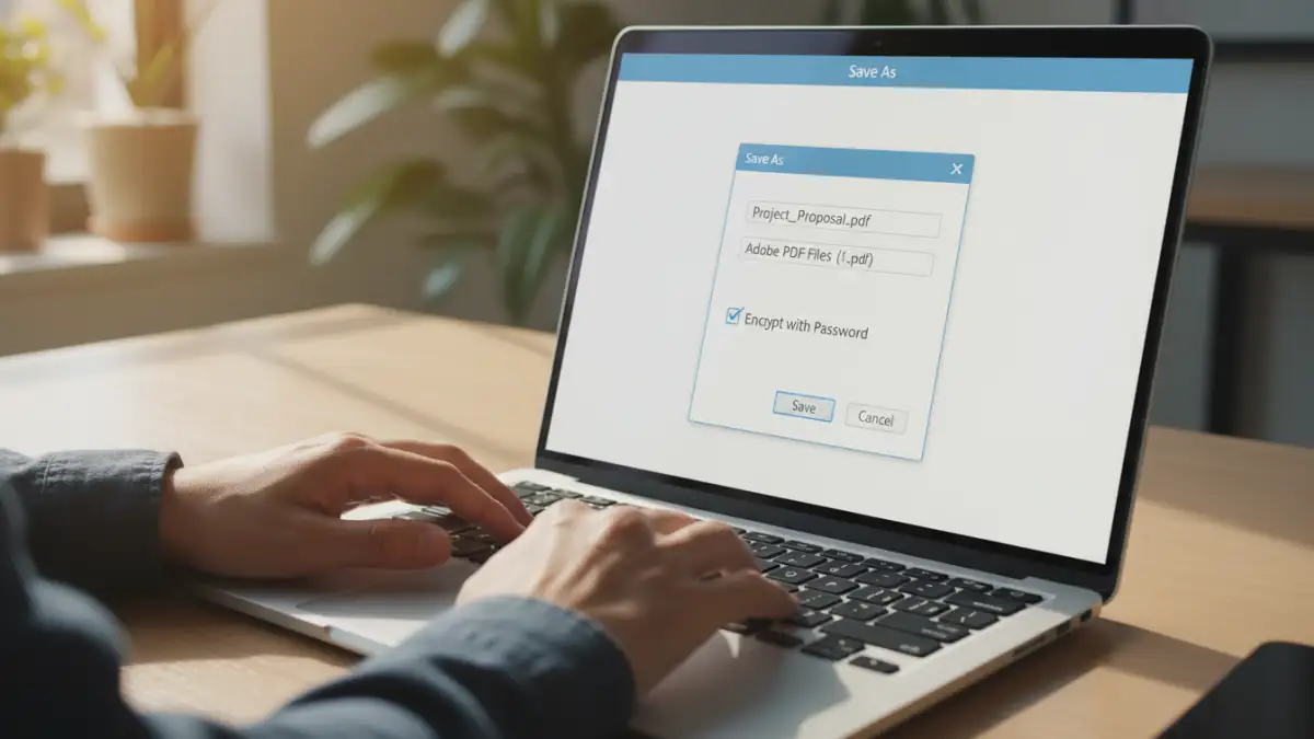 password protecting a pdf - A close-up of a user selecting the 'Encrypt with Password' option in software.
