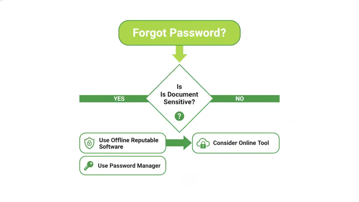 password recovery tool security - A flowchart showing how to decide on a safe password recovery method