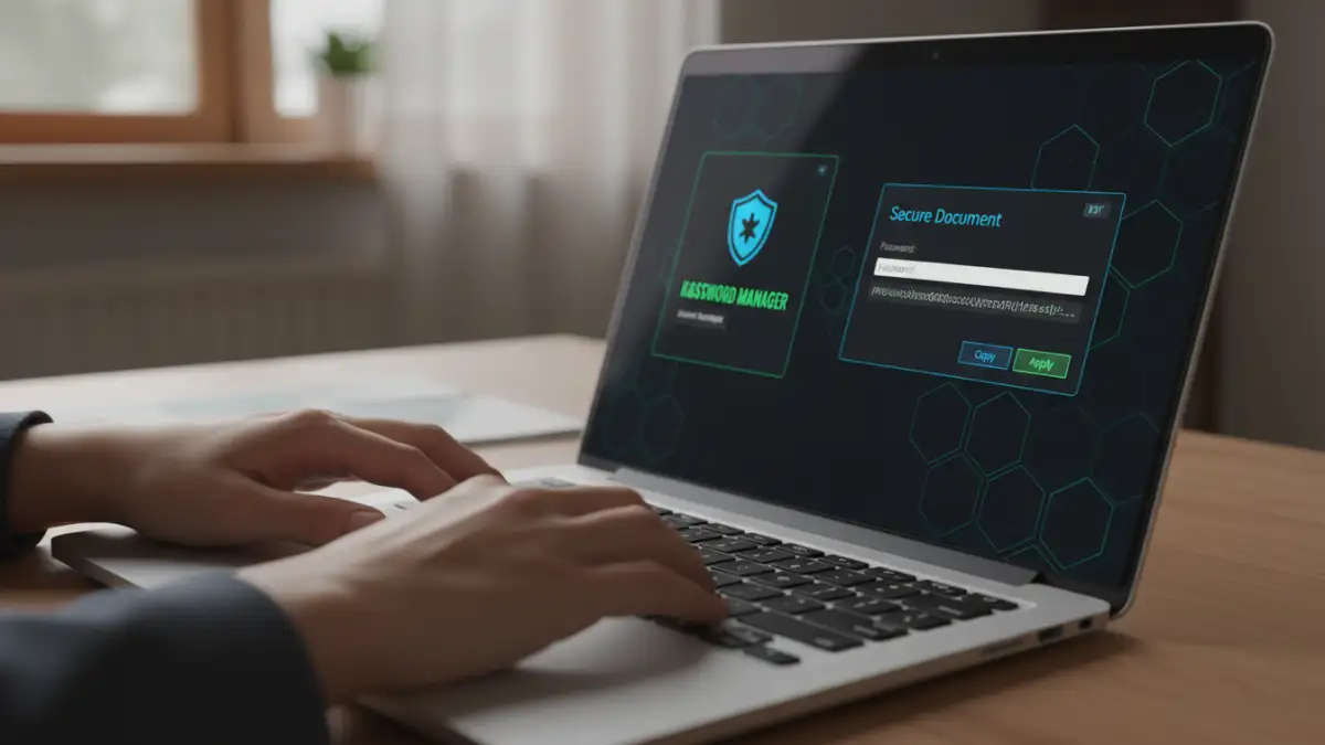 password security training - A user generating a strong password for a PDF document using a password manager.