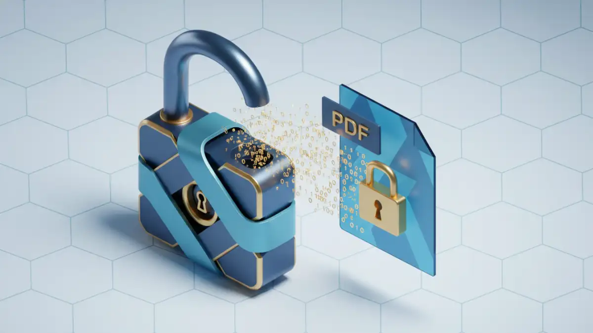 pdf encryption api integration - Abstract illustration of secure API integration for PDF encryption