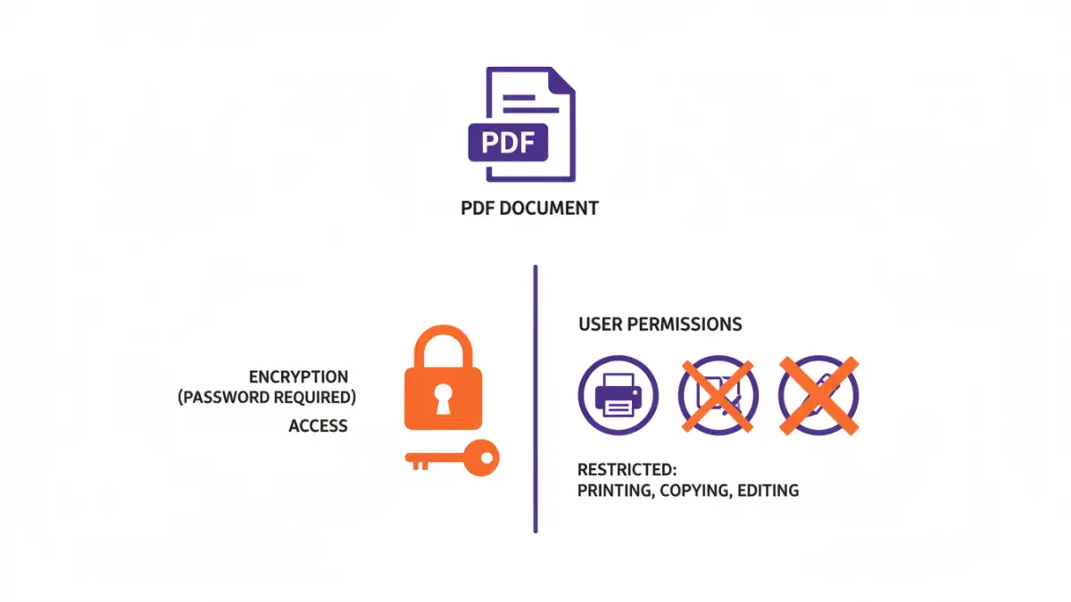 pdf encryption user permissions pdf encryption user permissions - Infographic detailing PDF encryption and user permission controls