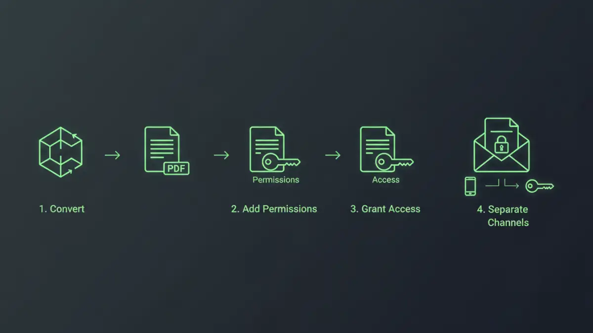 pdf password protection pdf password protection - Infographic showing the process of applying two-tiered password security to a PDF.