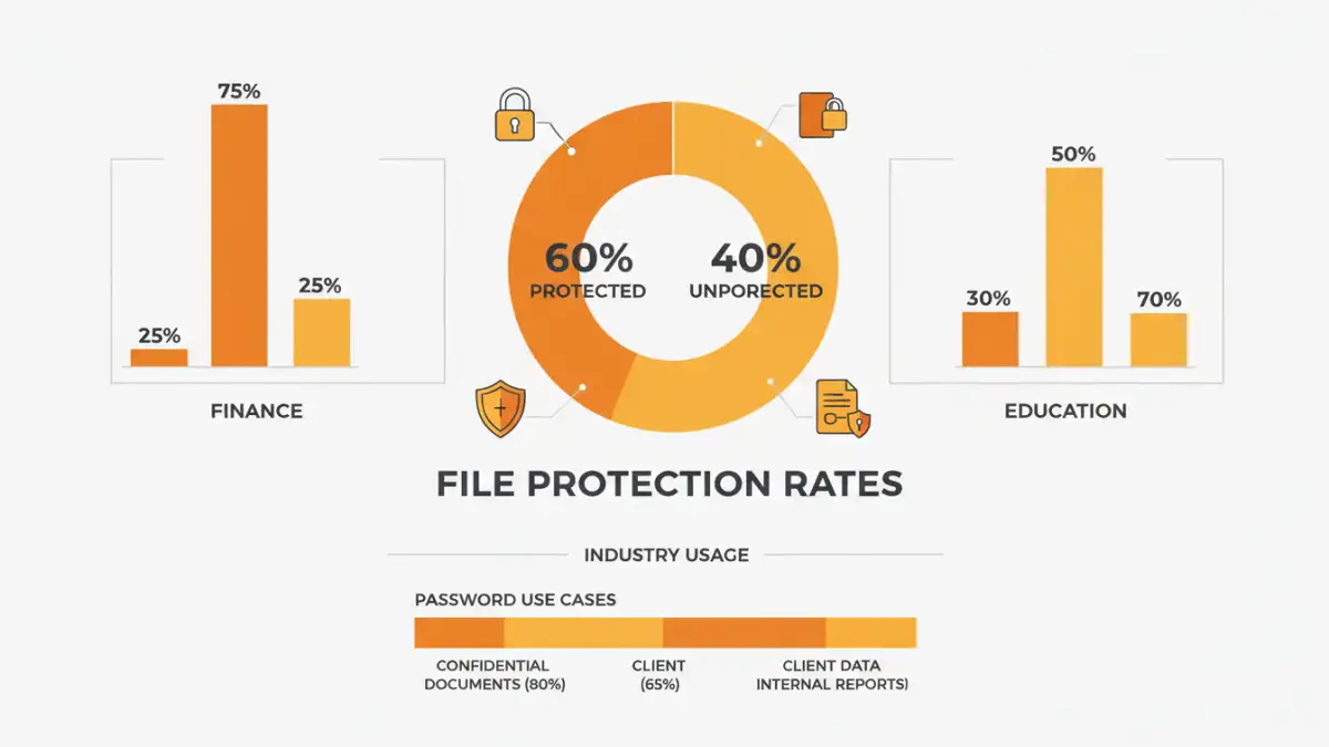 pdf password security pdf password security - Infographic detailing document protection rates and file password statistics