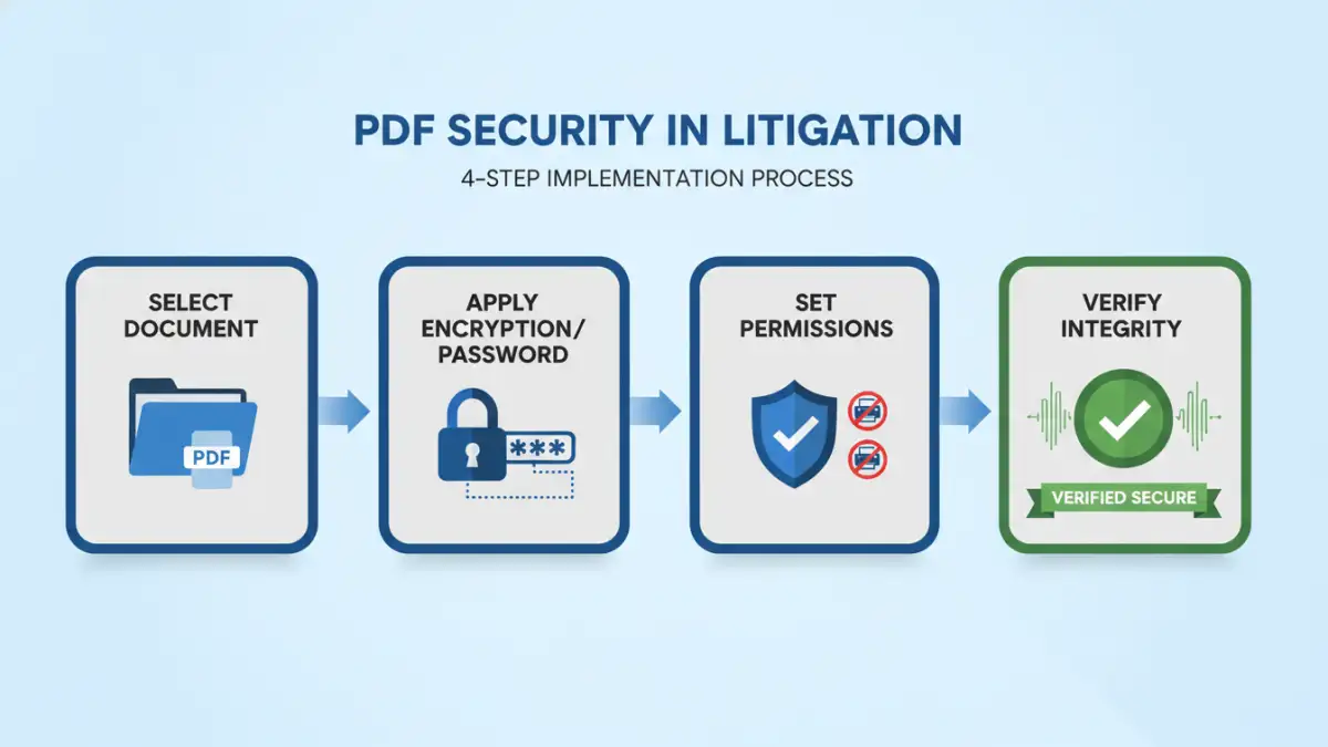 pdf security litigation pdf security litigation - Infographic detailing the steps for PDF security implementation in litigation