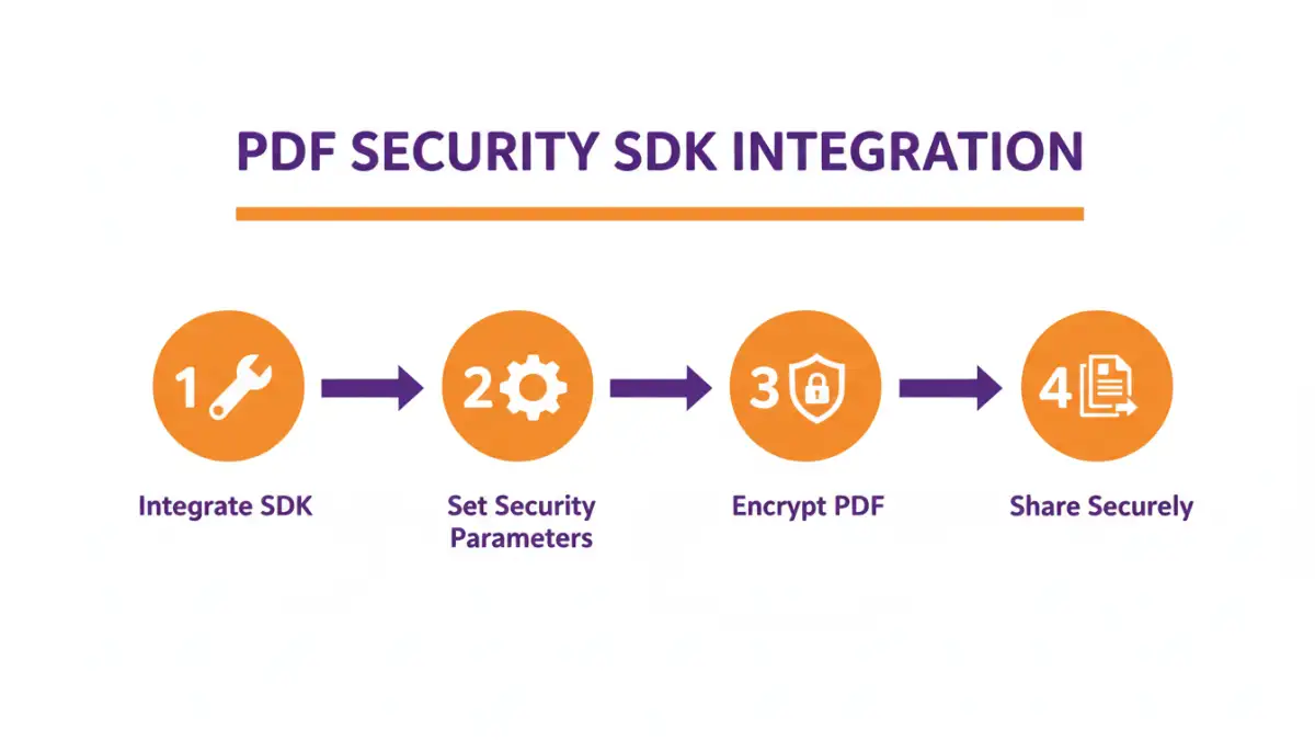 Infographic detailing the steps for integrating a PDF security SDK
