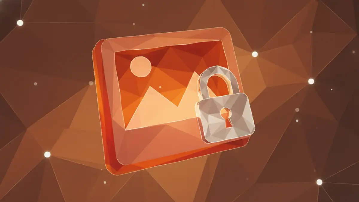 Secure digital photo album icon with a padlock, representing robust photo collection security