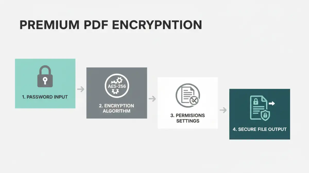 premium pdf encryption Infographic detailing the steps for premium PDF encryption.
