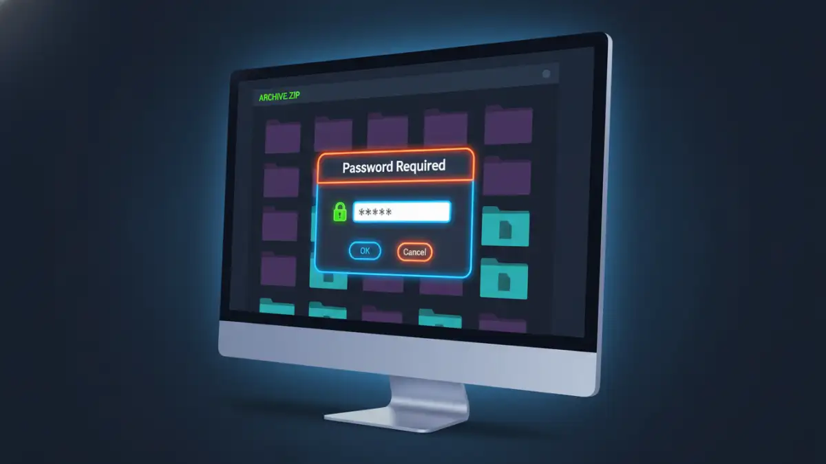 reassemble password protected files - Password prompt dialog in archiving software for password protected files