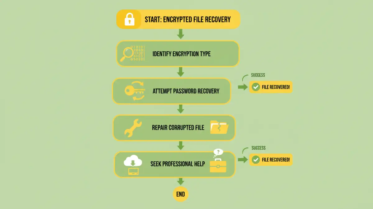 recover encrypted file recover encrypted file - Infographic detailing steps for encrypted file recovery