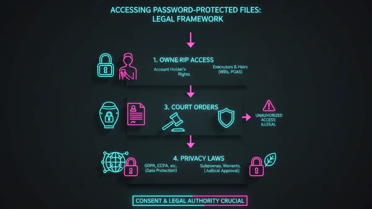 recover password protected files recover password protected files - Infographic detailing the legal framework for accessing password protected files